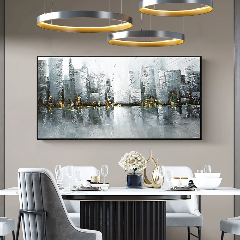 

Handmade Oil Painting Abstract City View Canvas Paintings Cuadros Modern Wall Art Decoration Home Picture Hand Painted Unframed