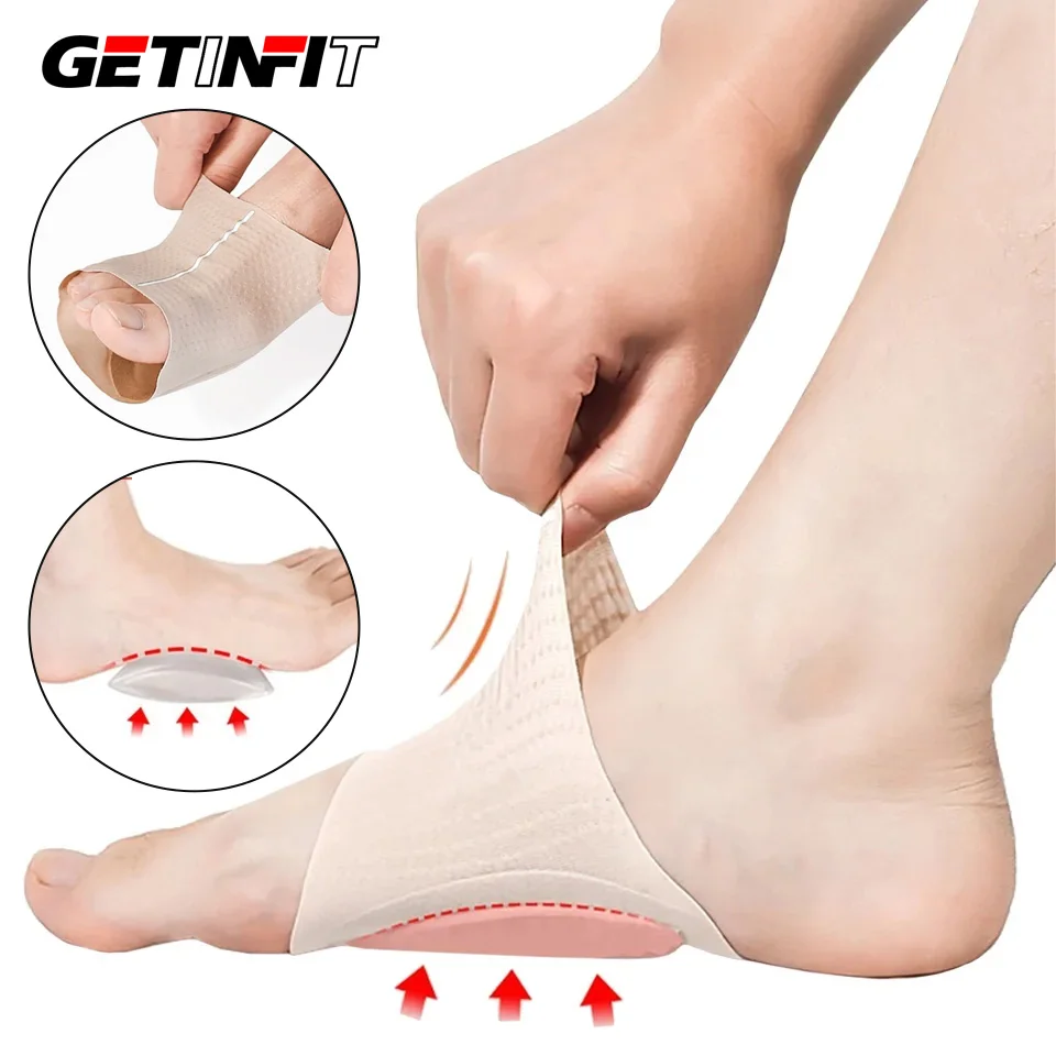 

High Arch Orthopedic Insole Thickened Breathable Silicone Non-Slip Arch Pad Flat Foot Insole Support Foot Varus Collapse Trainer