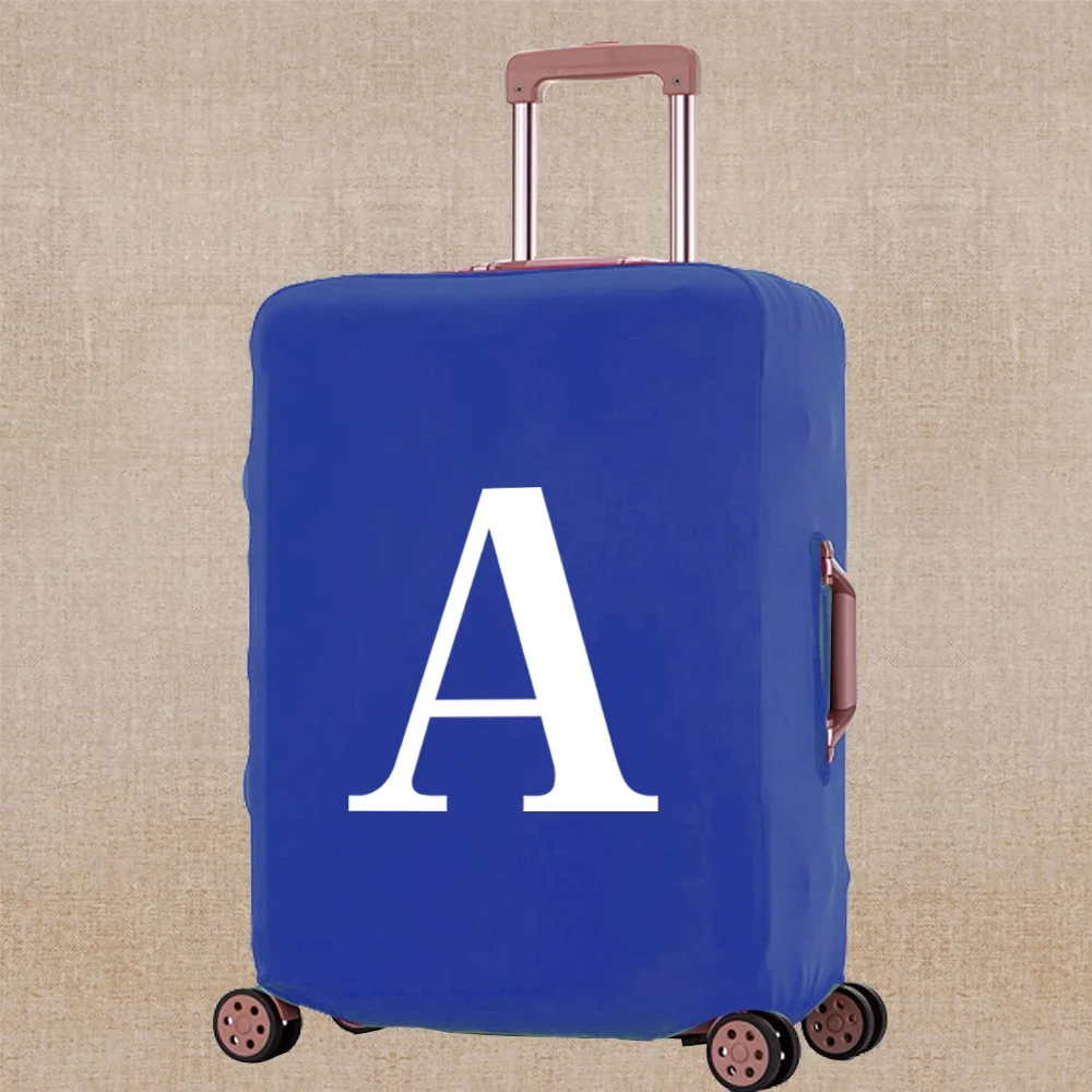 Juste de bagage de voyage élastique, housses de bagages à roulettes, impression de lettres blanches, accessoires de voyage, étui de protection de valise, 18-32 po