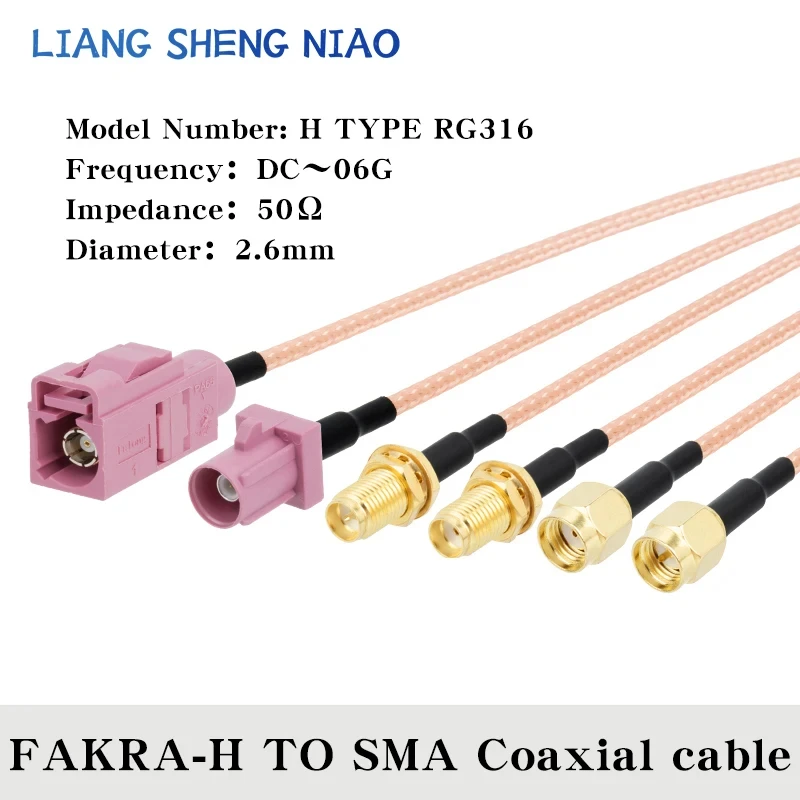 

RG316 Coax Cable line FAKRA H TYPE TO SMA Male Female Coaxial cable Connector RF Crimp for Cable GPS Antenna 6G FAKRA H TYPE