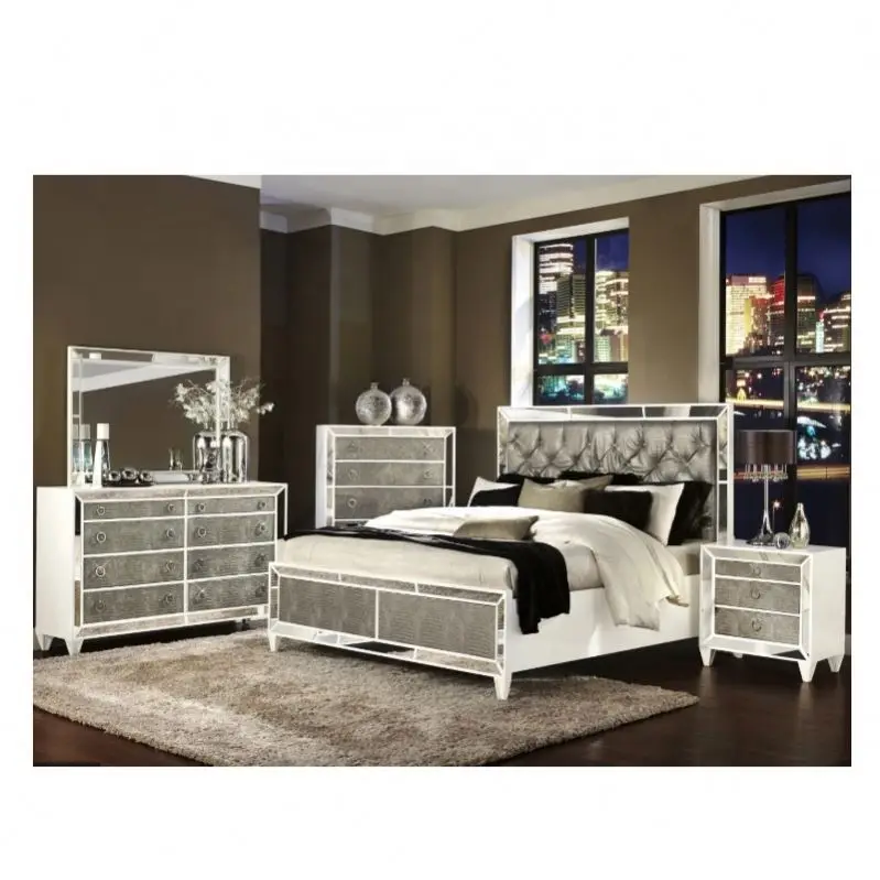 

King Size Furniture Bed Mirrored Bedroom Sets