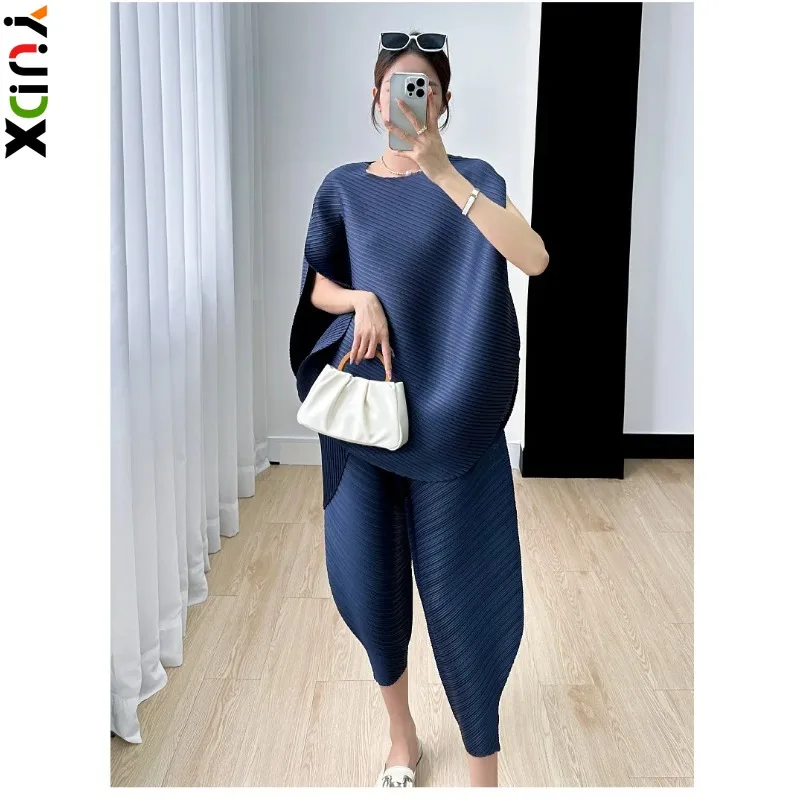 

YUDX Miyake Fashion Age Reducing Set Women's Spring Summer New High End Pleated Casual Loose Top Small Foot Harun Pants 2024