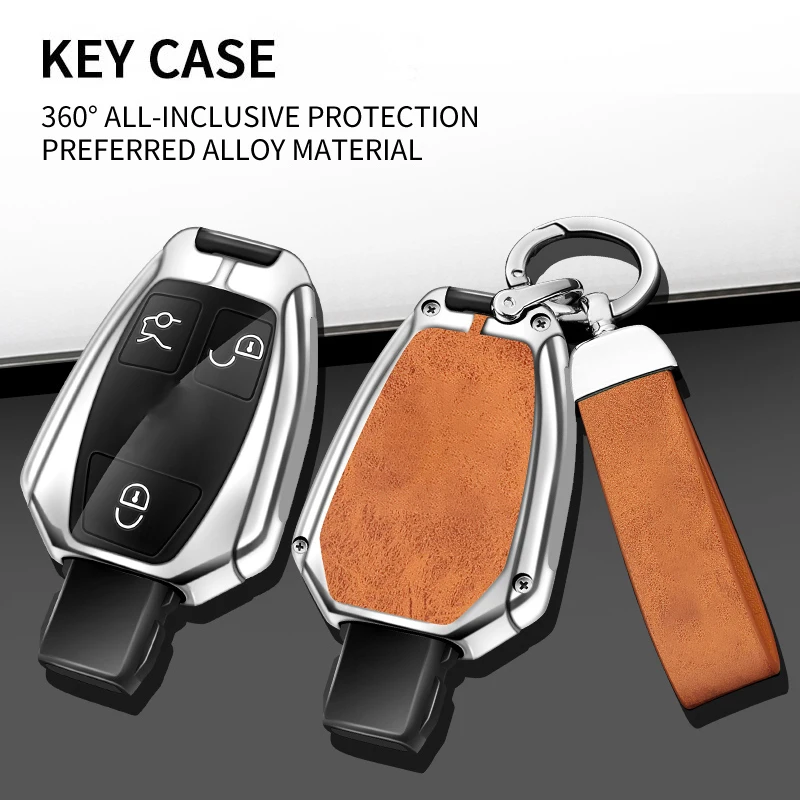 Premium Leather Car Key Case Cover - Elegant Shell Design