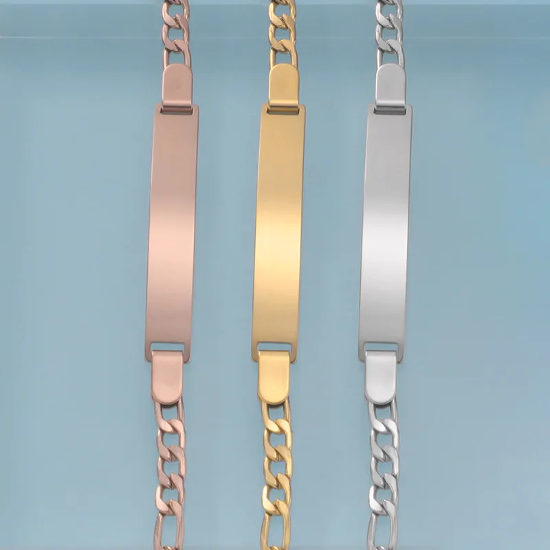 1/2Pcs 16+5cm Stainless Steel Laser Engraved Bracelet for DIY Custom Children's Birthday Gifts Steel Love Crown Pendant Bracelet