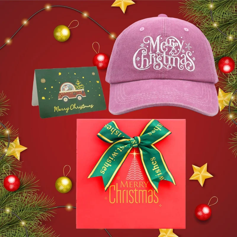 Adult Christmas baseball cap, vintage broken embroidery cotton cap