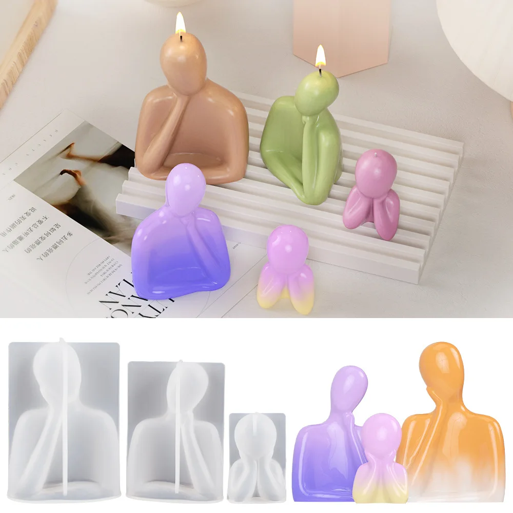 

3D Family Candle Silicone Molds Abstract Thinker Silicone Molds for DIY Candle Soap Aroma Plaster Making Resin Handicraft Mold