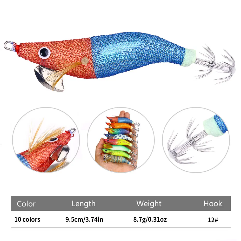 Egging Shoous Squid Octopus Jigging Hook, Hook Rattle ShriAJJig Lure, Seiche Jigs, Leurres Hard Bait, Sea Fishing Goods, 2.2