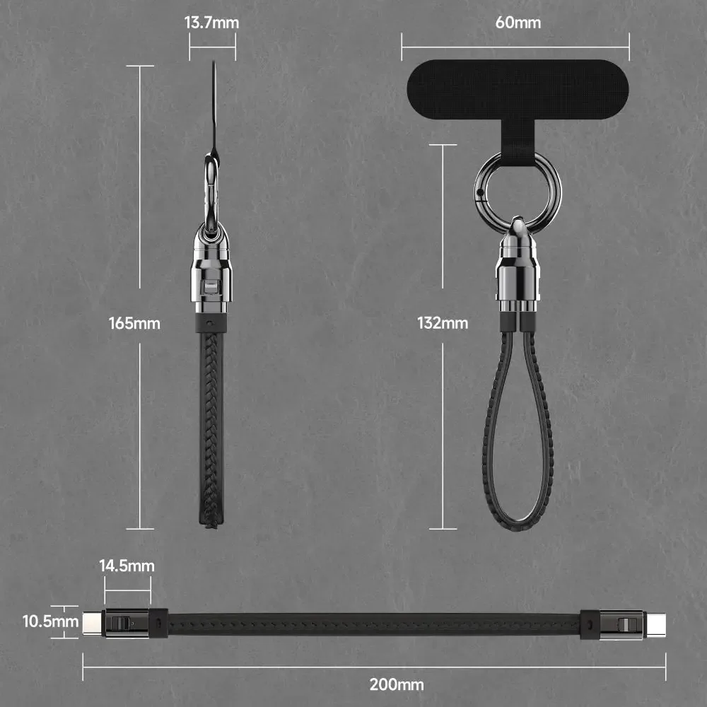 240W 5A PD3.0 Short USB C Charger Cable Portable Keychain TypeC Cable Fast Charging Cord C To C Cable for Xiaomi HUAWEI IPhone
