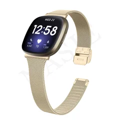Elegant Milanese Metal Strap Replacement for Fitbit Watches - Classic Wristband Bracelet (Vintage gold)
