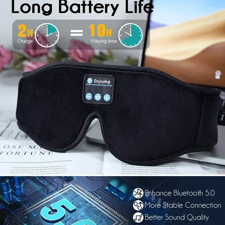 Masque pour les yeux 3D, Bluetooth, lecture de musique, casque de sommeil avec haut-parleur HD