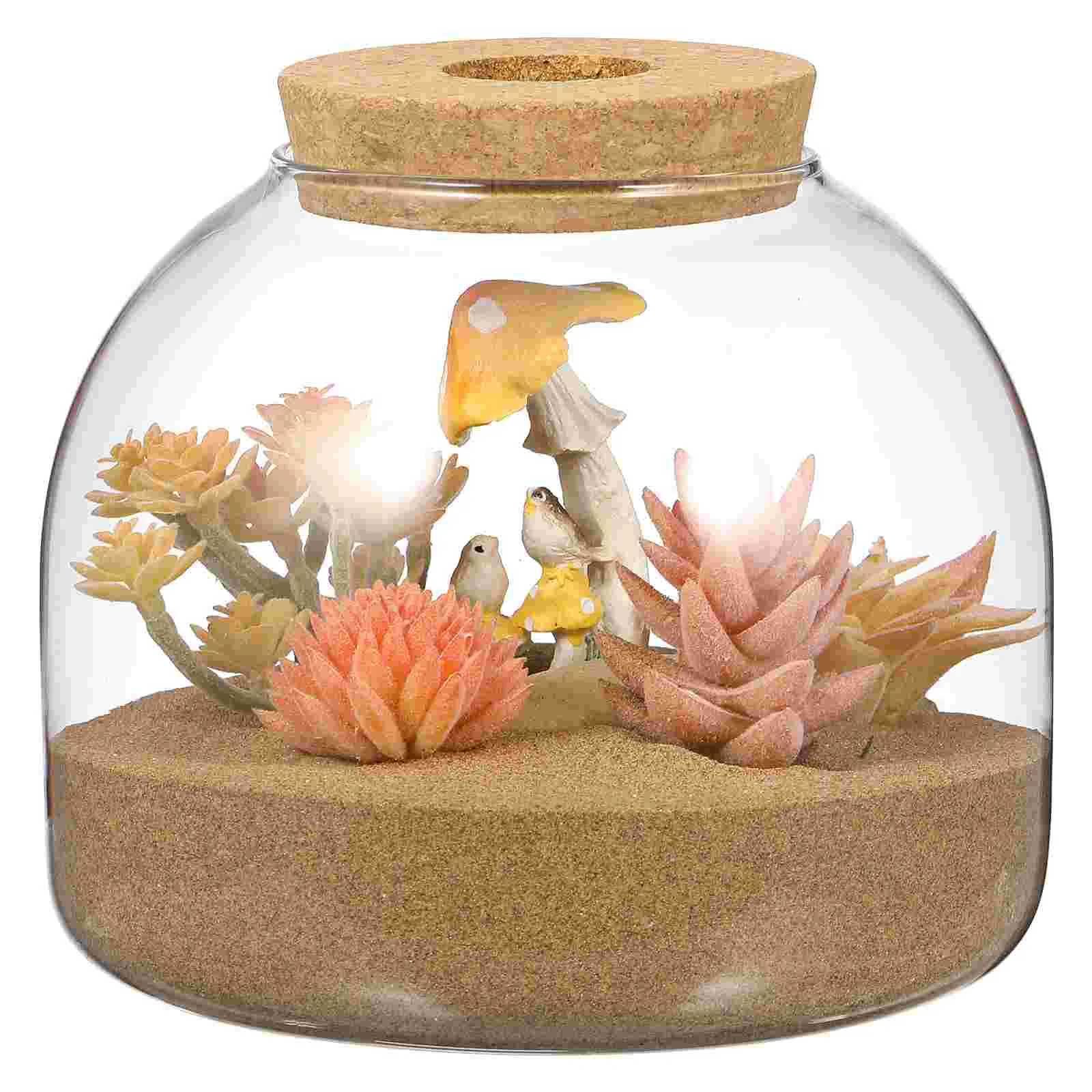 Plant Terrarium Container Cork Glass Bottle Plant Terrarium Large Micro Landscape Flower Pots Ecosystem Small Container Bracket Cookie Jar Office