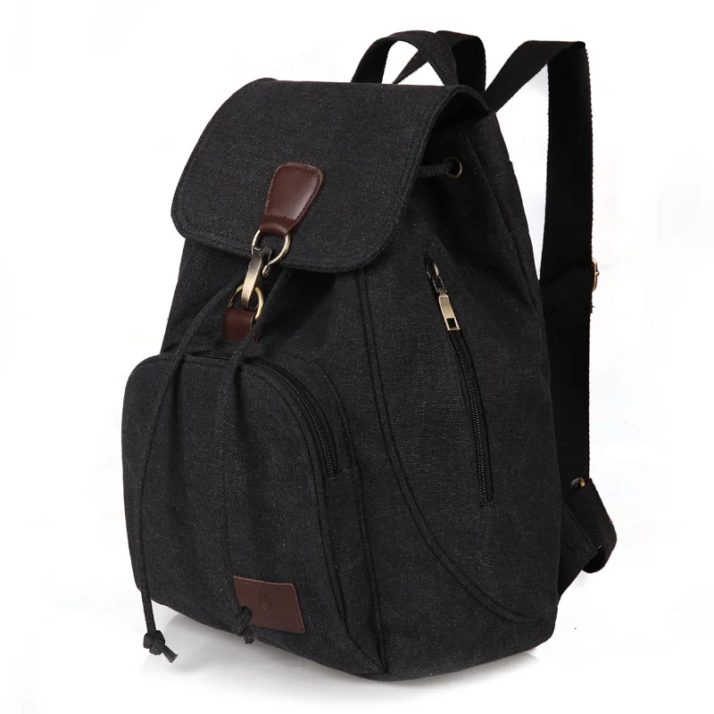 Women Canvas Backpack Female Vintage Travel Bag Fashion Drawstring