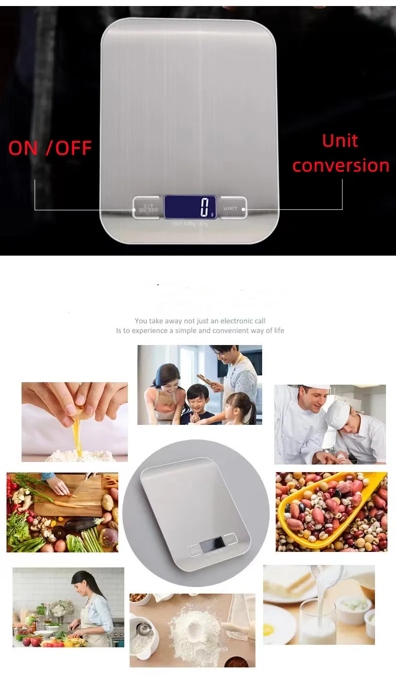 Description Picture 5 of item10KG Kitchen Scales Stainless Steel Weighing For Food Diet Postal Balance Measuring LCD Precision Electronic
