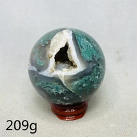 Peculiar Geode Moss Agate Ball Home Room Decoration Natural Gem Crystal Feng Shui Yoga Chakra Stone Healing Mineral Specimen 2
