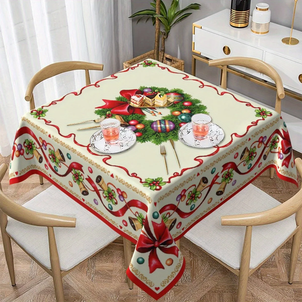 Weihnachten Tischdecken 3er-Set – Rechteckig, 130x220 Cm, Mit Schneeflocken-Muster, Wasserdicht, Für Party-Dekoration