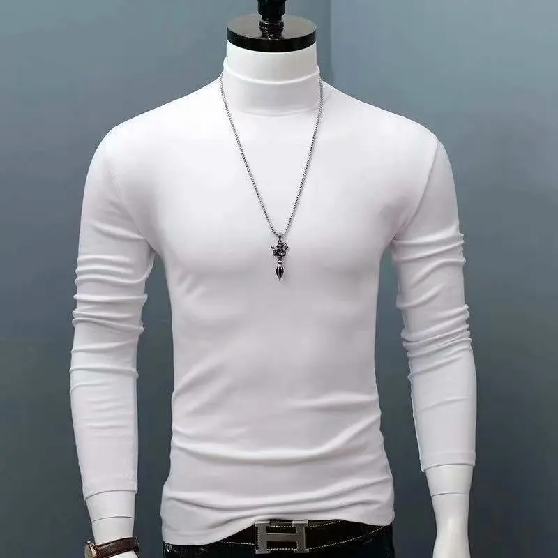 2023 Autumn Winter Men's Sweater Mens Turtleneck Solid Color Pullovers Men Clothing Slim Fit Male Knitted Sweaters pull homme