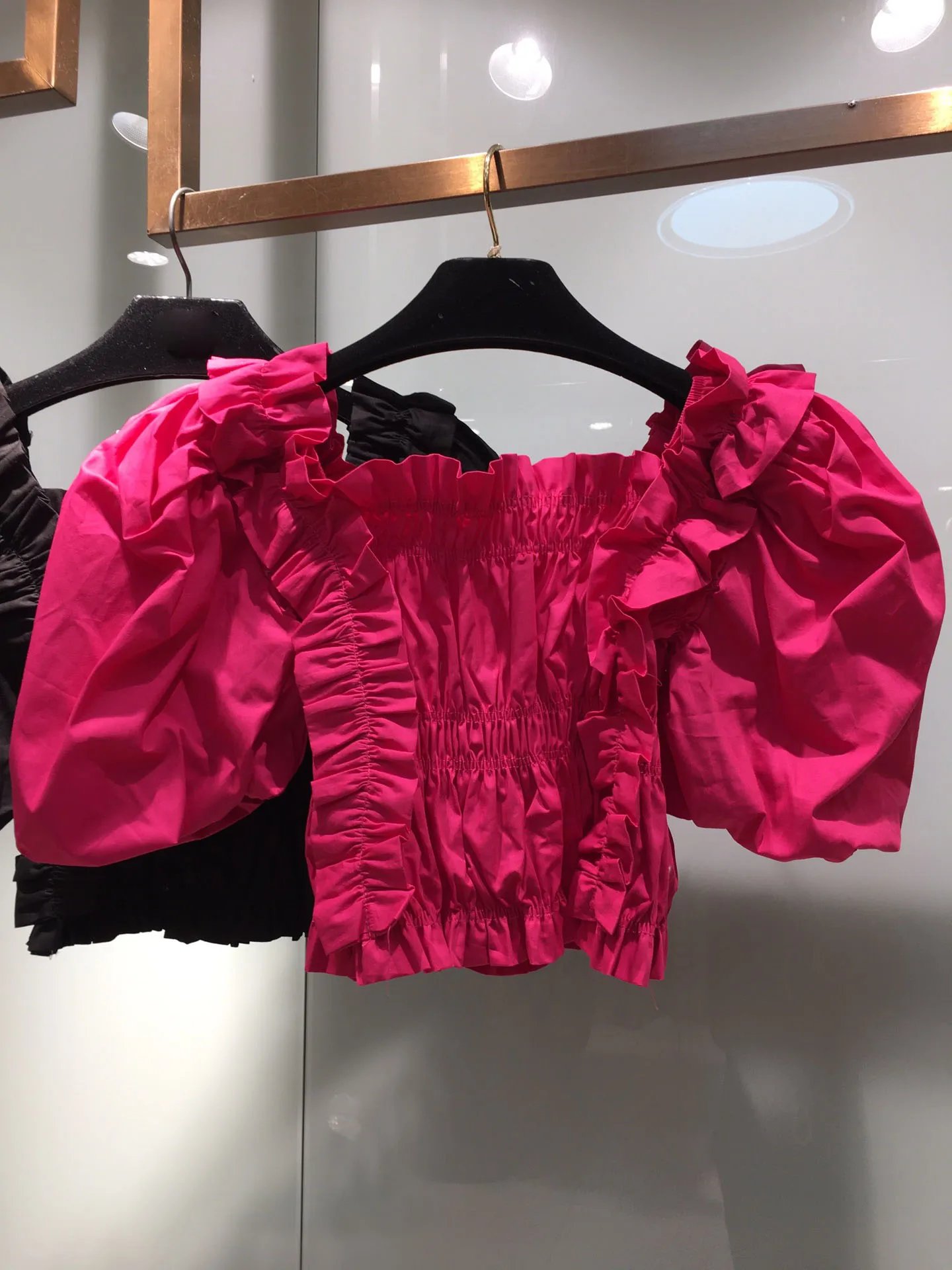 

Strapless one-shoulder puff sleeve high-waist top casual fashion 2023 summer new hot 0307