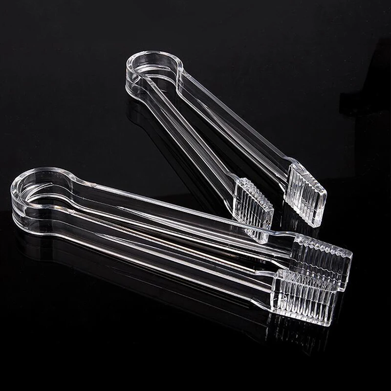 1Pc 16*3.5CM Clear Plastic Barbecue BBQ Clip Bread Food Ice Clamp Ice Clip Tongs Tool Bar Kitchen Accessories