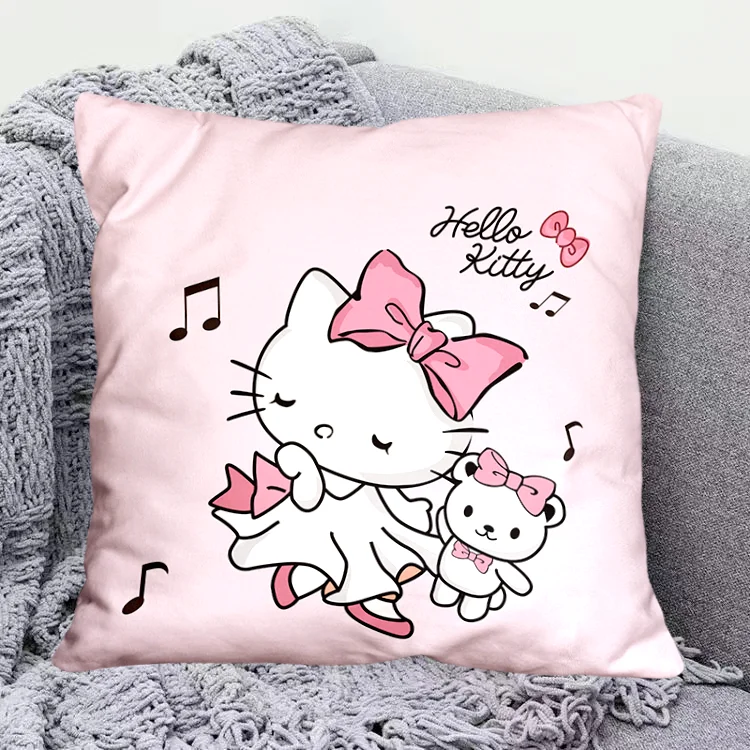 Cute cartoon Hello kitty pillowcase living room sofa office cushion cover home bedroom room decoration cute girly birthday gift 4