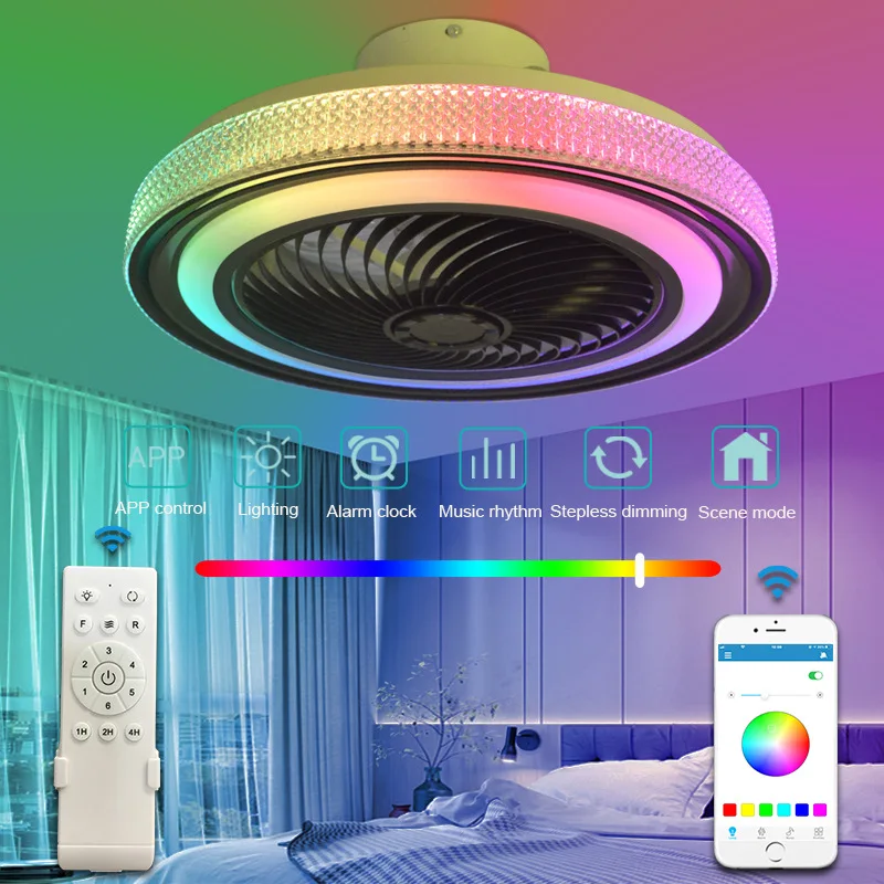 51cm Ilink Ceiling Fan With Led Light Remote Control Smart Bluetooth Music Speaker Chandelier