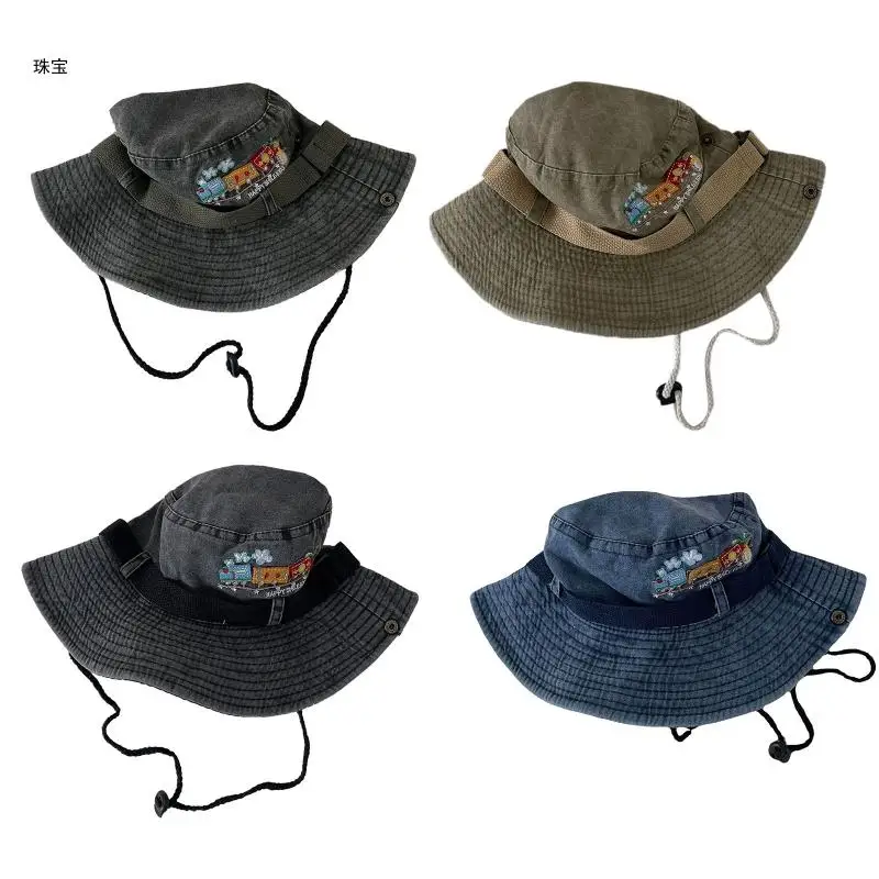 

X5QE Lightweight Washed Large Brim Cowboy Summer Adult Cycling Hiking Hat