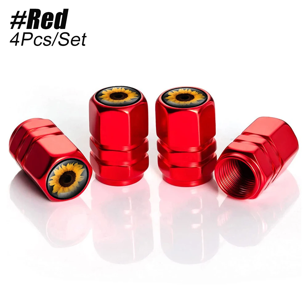 Premium Metal Tire Valve Caps with Rubber Ring - Dust Proof Cover (Set of 4)