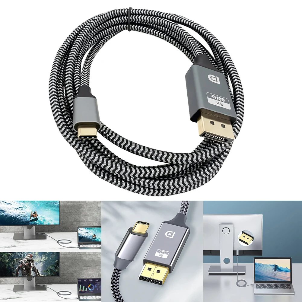 1.8M USB C ÷ Ʈ 1.4 ̺, 32.4Gbps 8K @ 60Hz, 4K @ 144Hz Alt   , Ʈ 4/3 ƺϰ ȣȯ