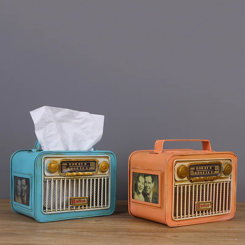 

European Style Creative Retro Radio Model Tissue Box Living Room Decoration