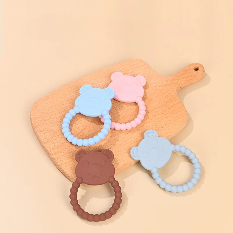 

1pc Baby Silicone Teether Cartoon Rabbit Rodent Teething Ring Food Grade Diy Accessories Teething Molar Toys Infant Rattle Toy