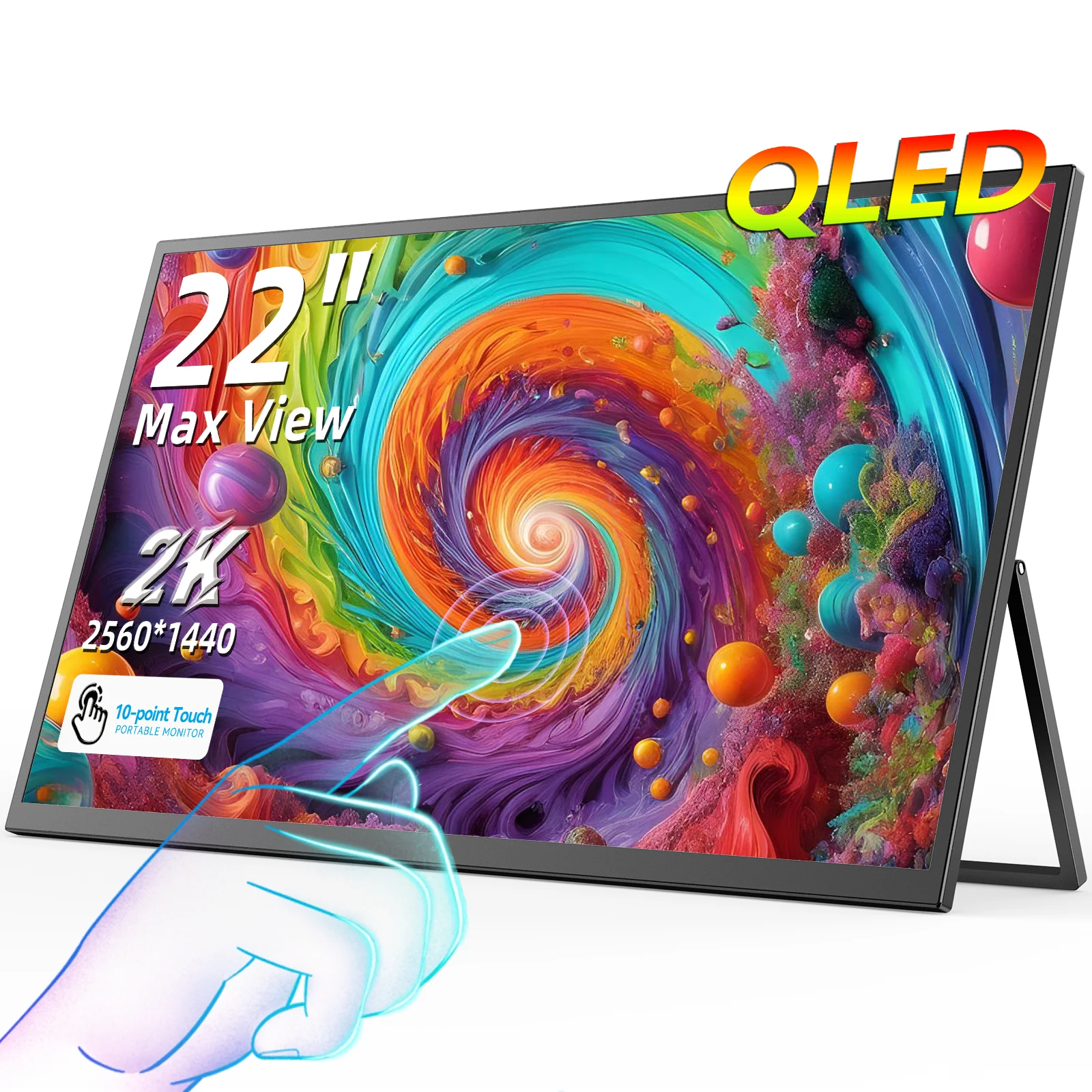 UPERFECT QLED Комп’ютерний дисплей 22" Монітор 2K 1440P 100% Adobe RGB 10-точковий сенсорний екран із підставкою для ноутбука PC Mac Phone Game