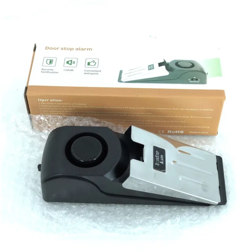 120db door stop alarm Security System Home Wedge Shaped Stopper Alert Security System Door Stop Alarm Block Blocking