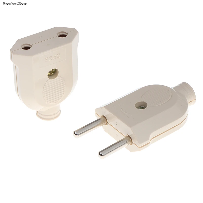 2 Pin EU Plug Male Female Connector Socket for Power Extension power plug adapter power socket adapter conversion plug electrical power socket plug conversion socket electrical sockets power cable plug