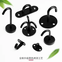 Black Stainless Steel Wall Hook Heavy Duty Fixed Pad Eye Plate Deck Door Buckle U/J-Shaped Heavy Duty Ceiling Mount Hanger 2