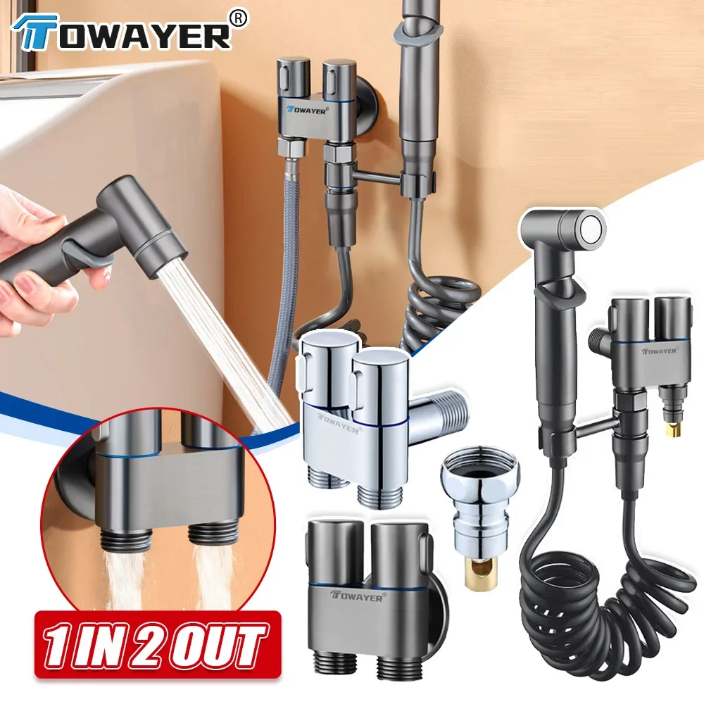 WallMountedToiletBidetSprayerSetBrass1In2OutWaterDivider