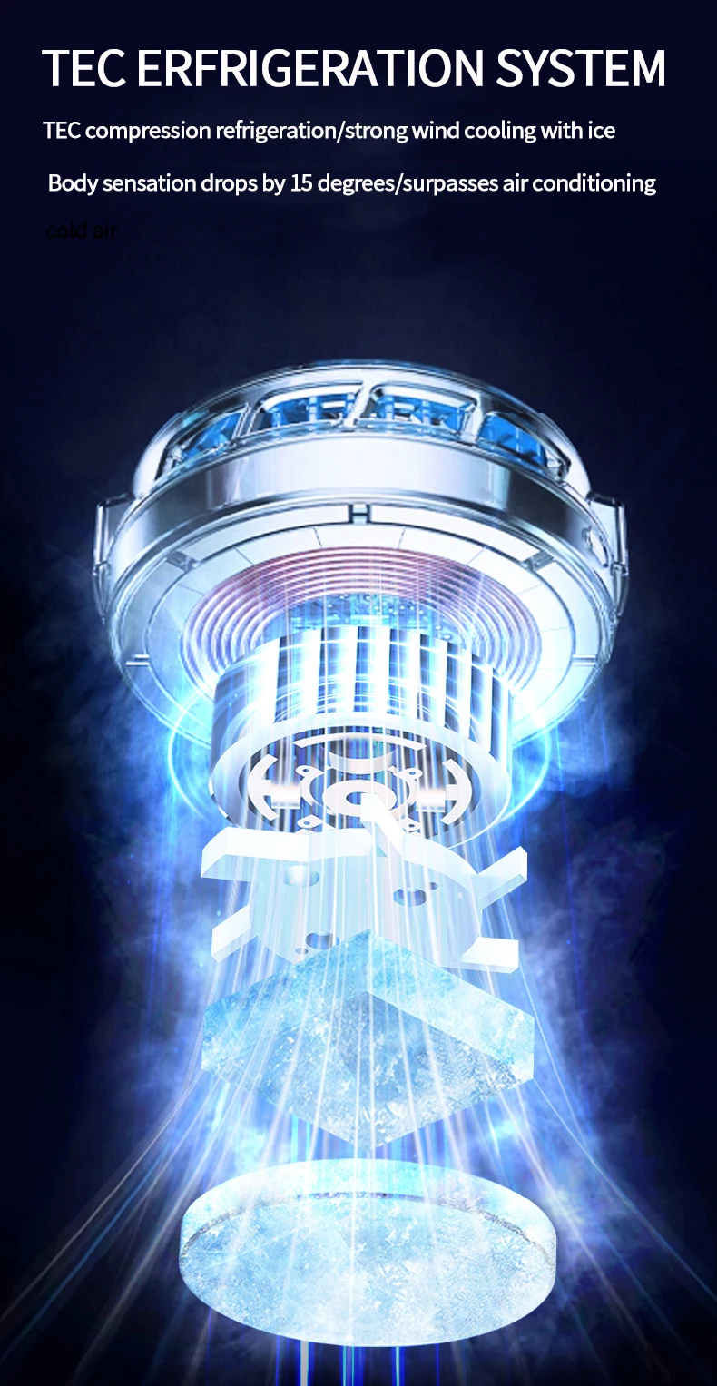 Description Picture 5 of itemFolding cooling fan Colder wind Semiconductor Refrigeration Handheld Fan 4000mAh USB Rechargeable Cooling Fan Air Cooler Outdoor