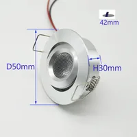 Dimmable LED Spotlight 3W DC12V 24V Recessed Light Adjustable Angle Hole cut  42mm Indoor Light Showcase Cabinet Downlight 2
