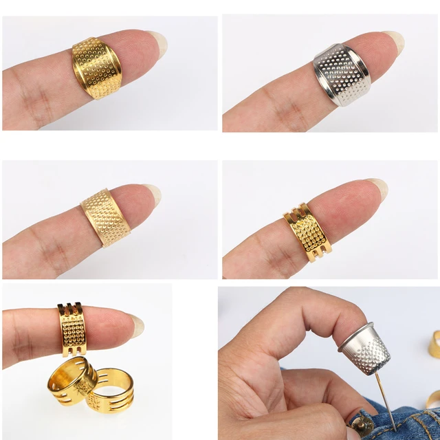 Hand-Working Sewing Thimble Metal Finger Shield Ring Leather Finger  Protectors Thimble Rings for Knitting Quilting DIY Craft - AliExpress