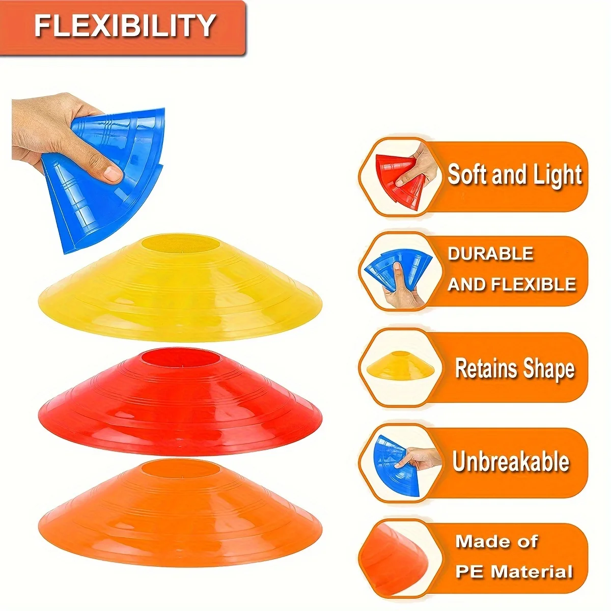 50pcs Thickened Soccer Cones With Carry Bag And Holder For Sports Training, Football, Basketball Practice Equipment Goal Socer