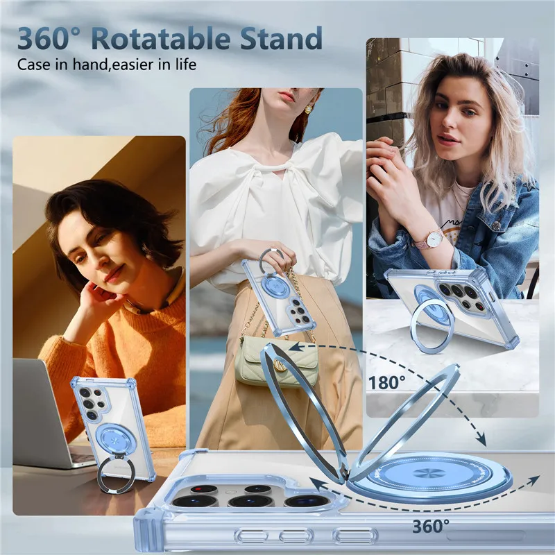 Enhanced Magnetic Clear Case with Wireless Charging Ring Cover