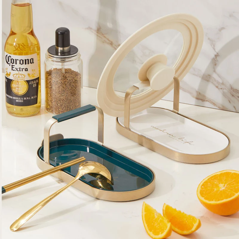 Kitchen Foldable Pot Lid Rack Spoon Rest Holder Cutlery Organizer for