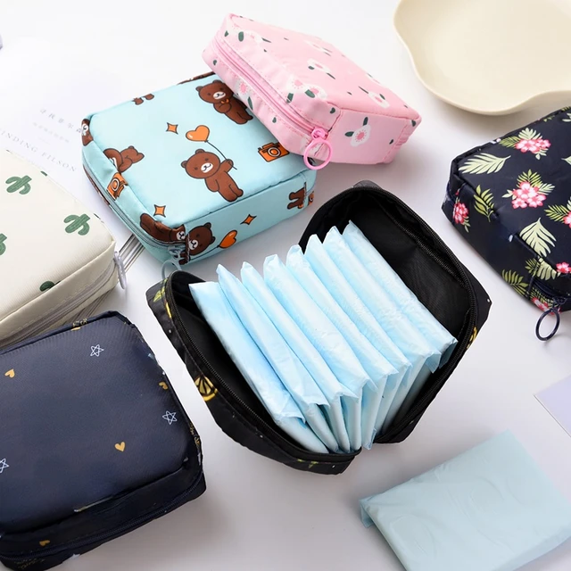 Cute Small Cosmetic Bag Napkin Sanitary Pad Pouch Towel Storage