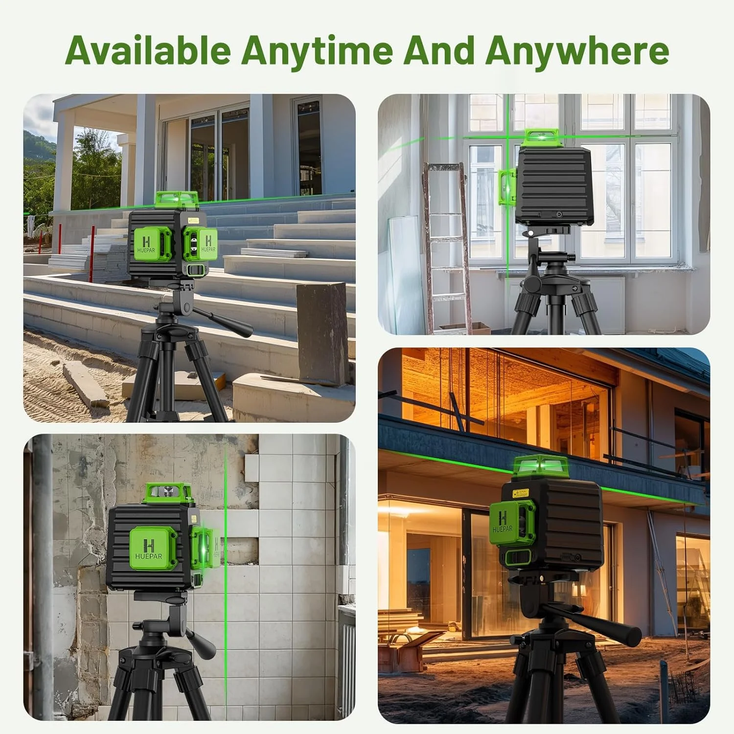 Laser Level 12 Lines 3D Green Lines Horizontal Vertical Cross Lines 360°Auto Sel