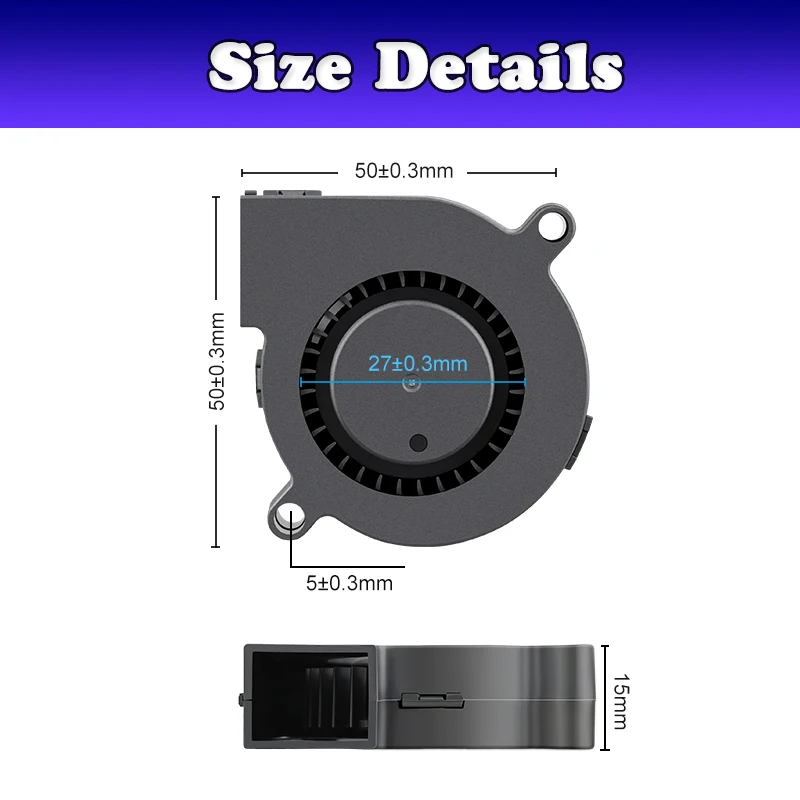 Gdstime-ventiladores Centrífugos de Refrigeração para Impressora 3d Turbo Cooler 2pin Usb 50 mm 5015 Ventilador dc 5v 12v 24v 50x50x15 mm - Imagem 4