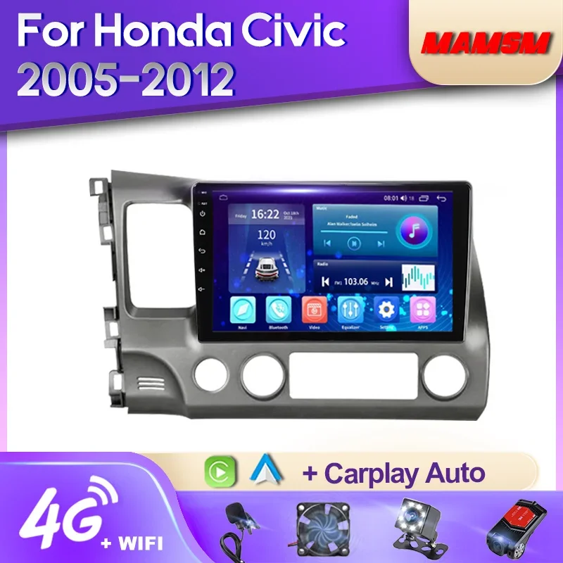

MAMSM Android 12 Car Radio For Honda Civic 2005-2012 Multimedia Video Player Navigation Stereo GPS 4G Carplay Autoradio 2Din DSP