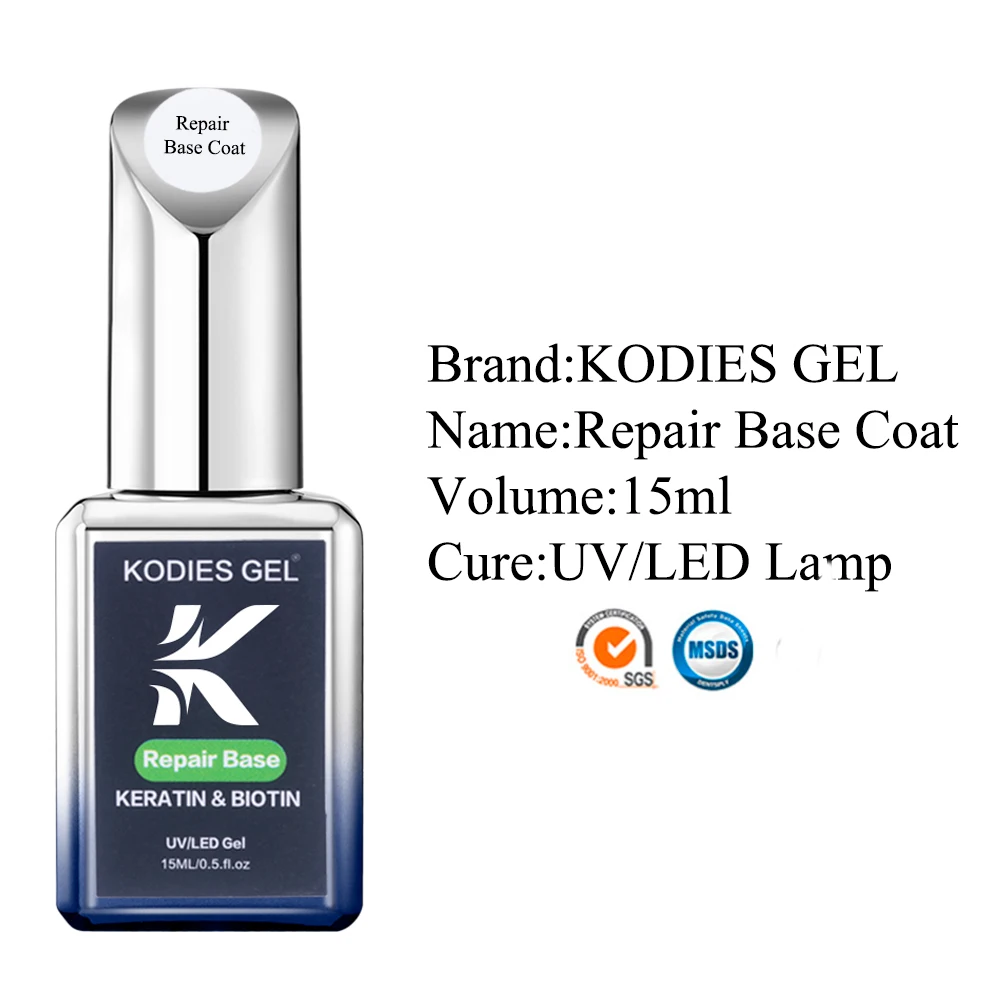 Description Picture 3 of itemKODIES GEL 2024 NEW Repair Base Coat Gel Nail Polish UV/LED 15ML Keratin Biotin Nails Treatment Strengthener Base Primer Clear