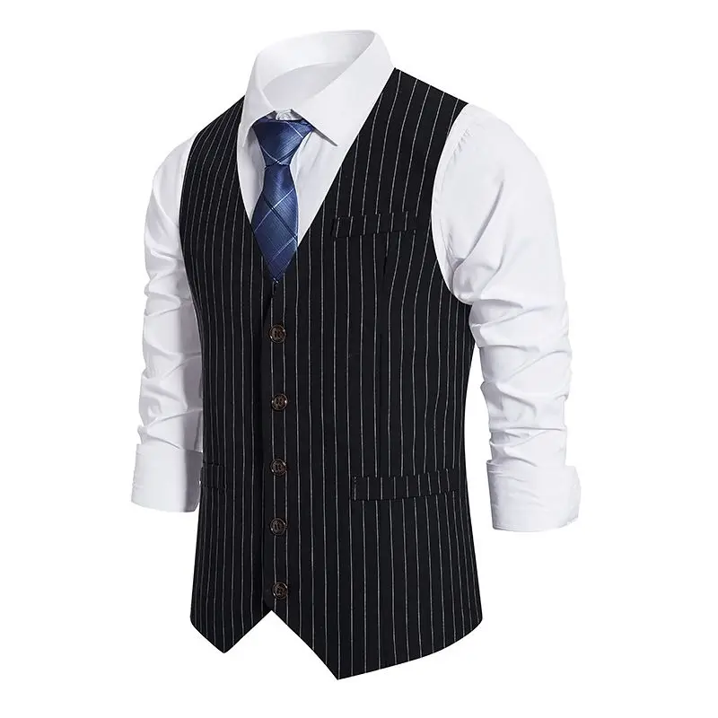 Mens Vest Suit Colete Social Masculino 2024 Luxury Striped Wedding Party Dress Waistcoat Men Sleeveless Formal Business Jacket 2
