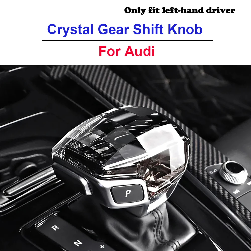 

For Audi A4 A5 A6 A8 A7 Q5 Q7 Q8 Modified Crystal Handle Car Gear Shift Knob Cover Lever Stick Head Decor With RS Sline Sticker