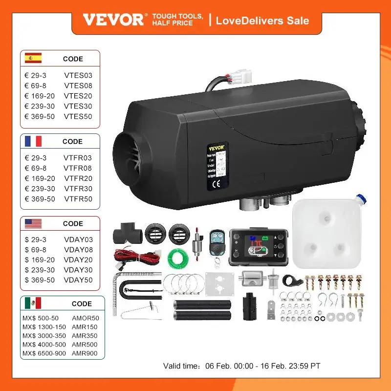 Vevor Riscaldatore Diesel Ad Aria 5Kw Riscaldatore Di Parcheggio Diesel 12V Silenziatore Riscaldatore Diesel 5Kw Per Camper Rimorchi Barche