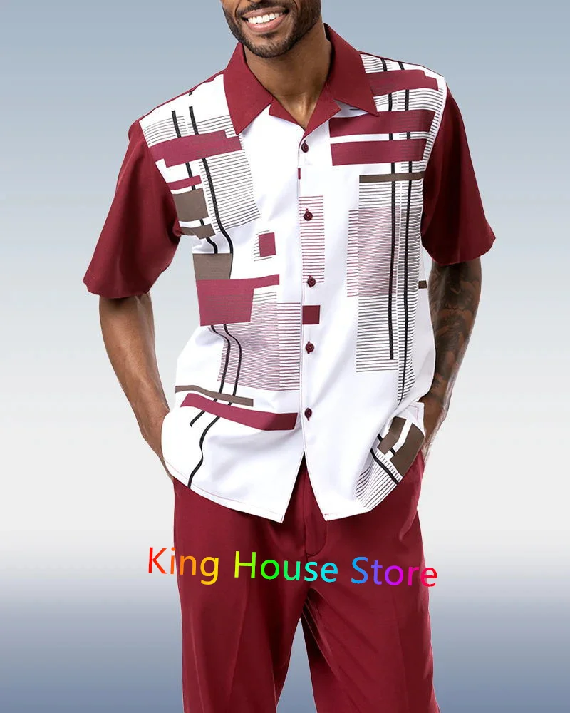 Men's 2 Piece Sets Shirt Hawaiian Set Summer Trip Outfit Button Short Sleeve Shirt+Short Pant Trend Casual Male Clothing Set