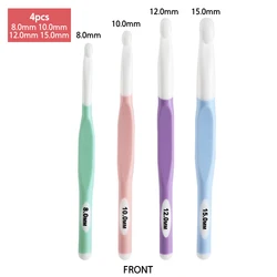 Deluxe Ergonomic Crochet Hooks Set with Soft Grip (4 Sizes) - Perfect for Yarns and Wools, Ideal Crafting Gift (Crochet Hooks Set)
